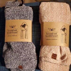 Beyond Soft Hooded Scarf - Gray and Pink